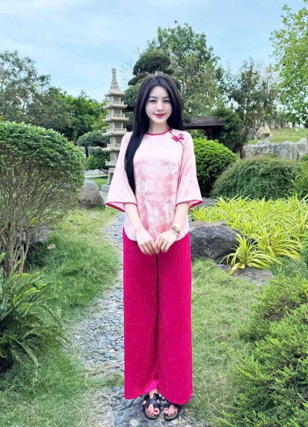 Đồ Lam Đi Chùa Bính Viền Vải Gấm - Ảnh 9