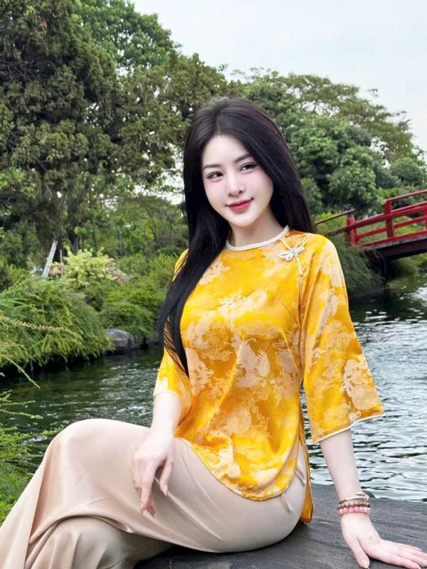Đồ Lam Đi Chùa Bính Viền Vải Gấm - Ảnh 7