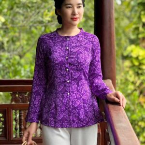 Đồ Lam Đi Chùa Áo Bà Ba Cài Nút Lụa Mango