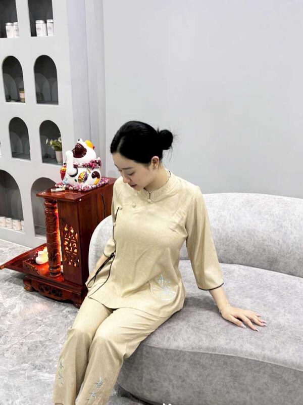 Đồ Lam Đi Chùa Bộ Tàu An Vải Lanh Cao Cấp - Ảnh 5