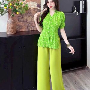 Đồ Lam Đi Chùa Áo Bà Ba Cổ Nữ Hoàng Lụa Mango