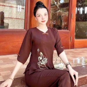 Đồ Lam Đi Chùa Cổ Tim Trầu Vải Đúi