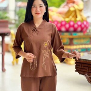Đồ Lam Đi Chùa Nút Bính Thêu Sen