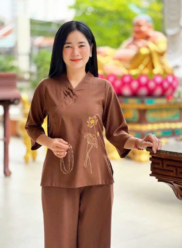 Đồ Lam Đi Chùa Nút Bính Thêu Sen