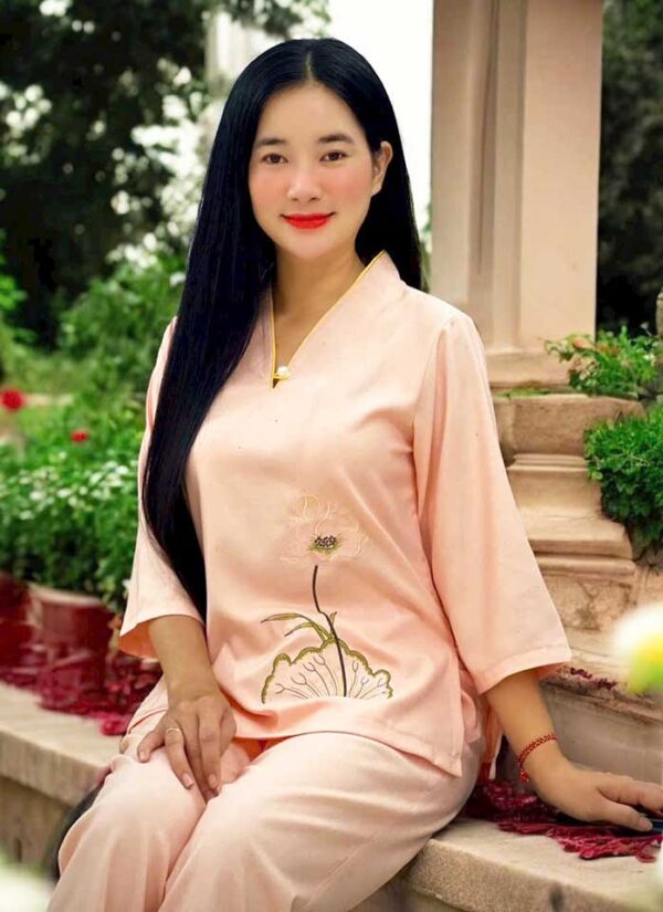 Đồ Lam Đi Chùa Nút Ngọc Vải Cao Cấp - Ảnh 5