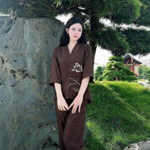 Đồ Lam Đi Chùa Nút Ngọc Vải Cao Cấp