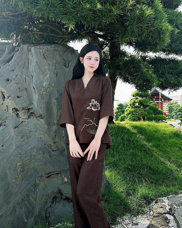 Đồ Lam Đi Chùa Nút Ngọc Vải Cao Cấp