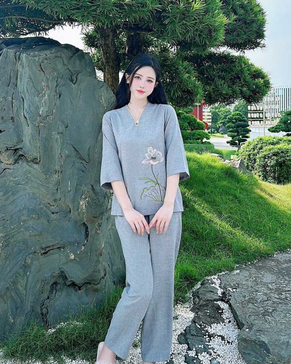 Đồ Lam Đi Chùa Nút Ngọc Vải Cao Cấp - Ảnh 8