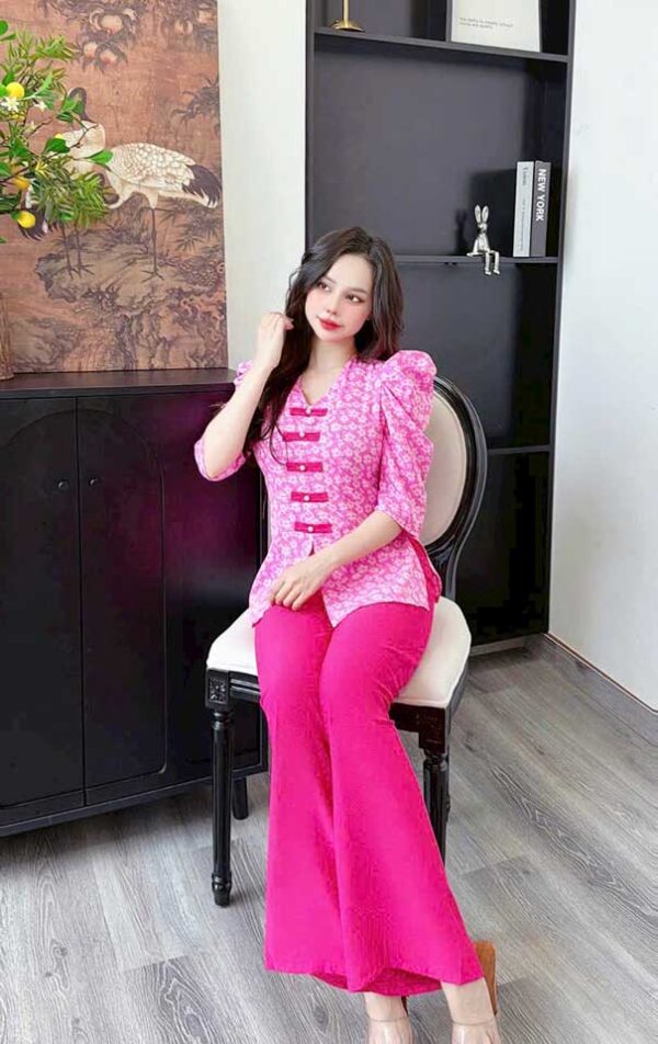 Đồ Lam Đi Chùa Áo Bà Ba Tay Phồng Vải Mango - Ảnh 9