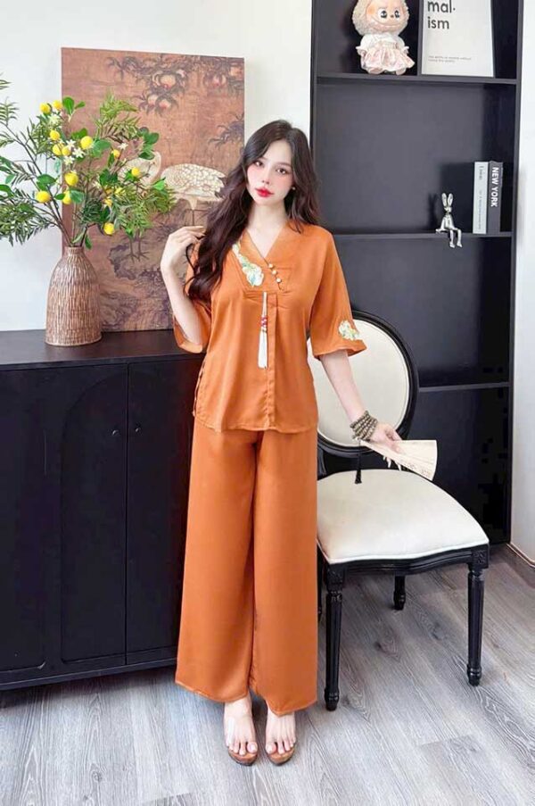 Đồ Lam Đi Chùa Áo Bà Ba Trống Đồng Lụa - Ảnh 8