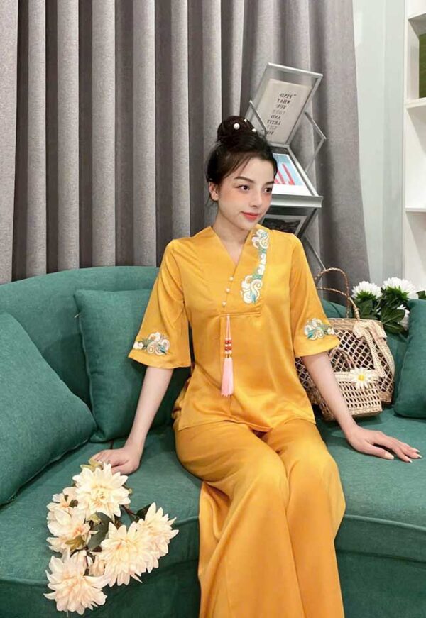 Đồ Lam Đi Chùa Áo Bà Ba Trống Đồng Lụa - Ảnh 6