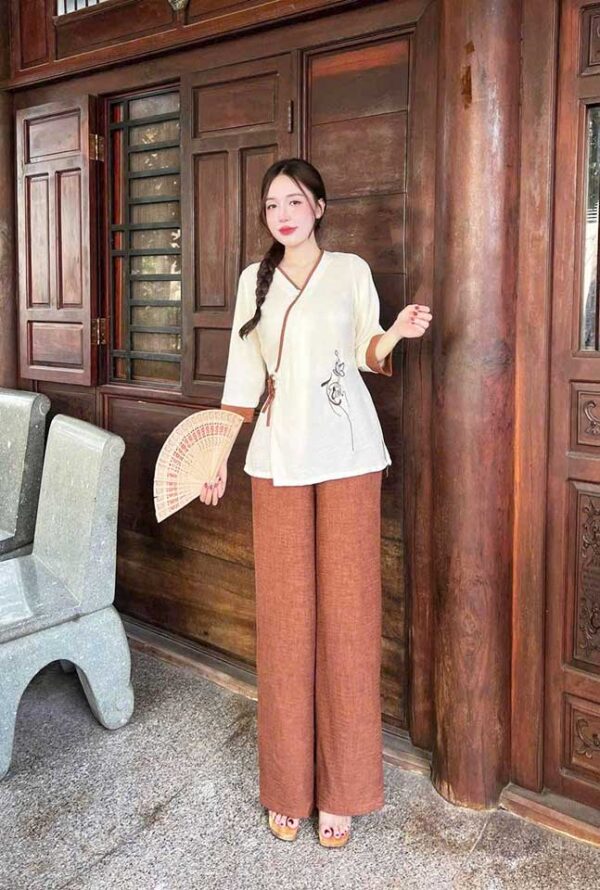 Đồ Lam Đi Chùa Áo Bà Ba Xẻo Nhật Đủi Vân Mây - Ảnh 9