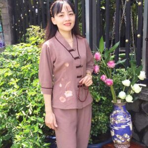 Đồ Lam Đi Chùa Xéo Nút Gỗ Vải Đủi